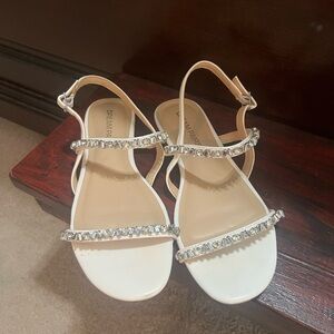 White Sandals with Rhinestones